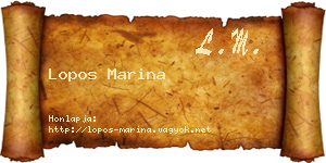 Lopos Marina névjegykártya